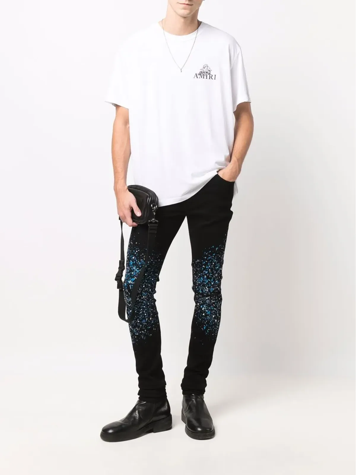 AMIRI クリスタルペインター スキニージーンズ ブラック - 画像2