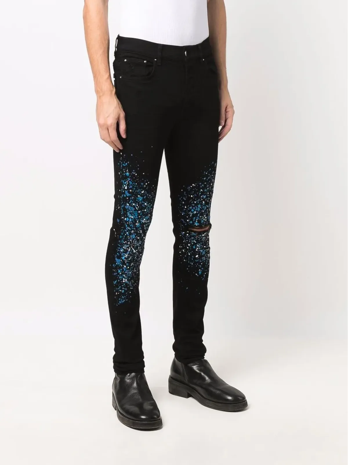 AMIRI クリスタルペインター スキニージーンズ ブラック - 画像3