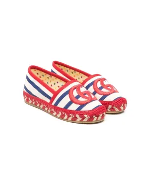 Gucci Kids ロゴストライプエスパドリーユ ブルー - サムネイル1
