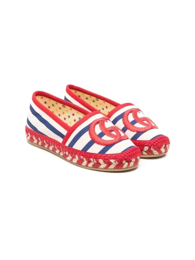 Gucci Kids Gucci Kids ロゴストライプエスパドリーユ ブルーの商品画像