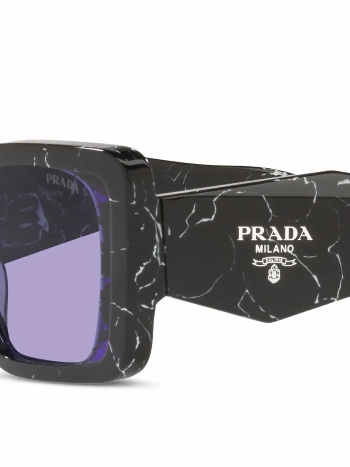 Prada Eyewear マーブル柄レクタンギュラーフレームサングラス - 画像3