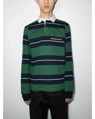 VTMNTS barcode-print striped polo shirt - Green - サムネイル2