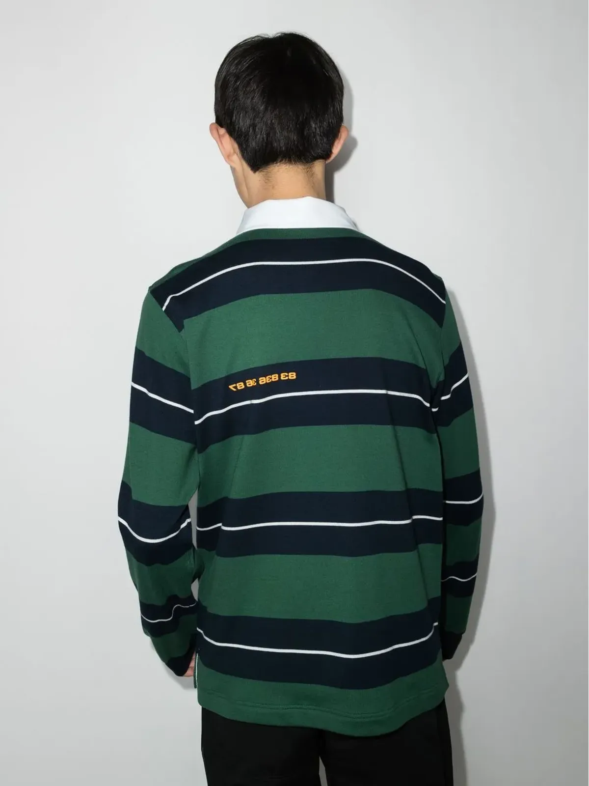 VTMNTS barcode-print striped polo shirt - Green - 画像3