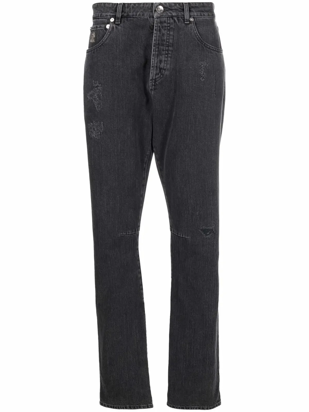 Brunello Cucinelli ダークウォッシュ・ストレートジーンズ（グレー） - 画像1
