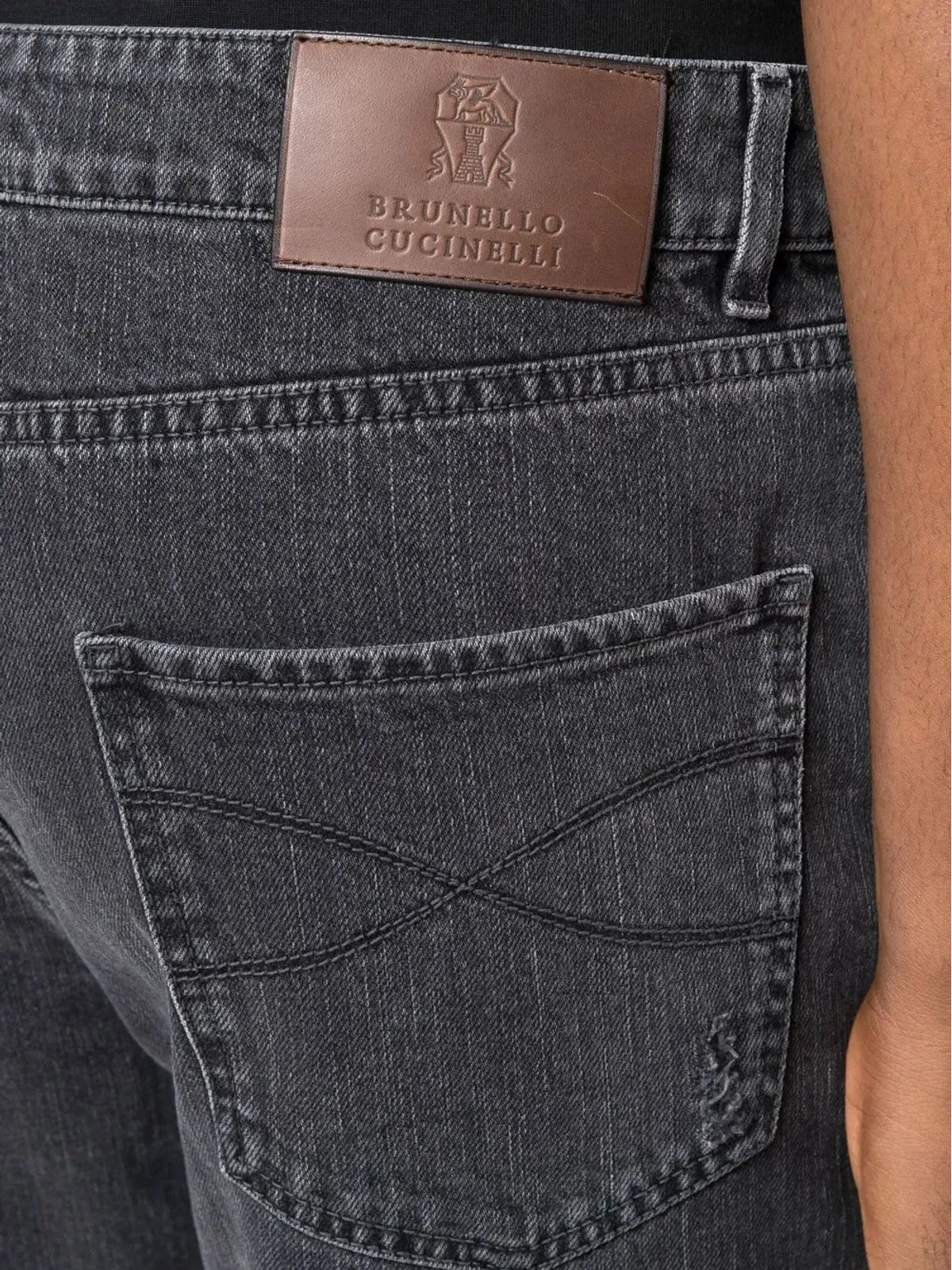 Brunello Cucinelli ダークウォッシュ・ストレートジーンズ（グレー） - 画像5