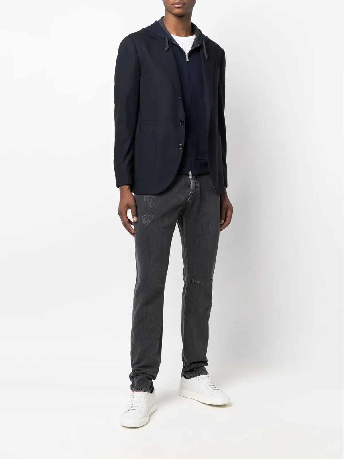 Brunello Cucinelli ダークウォッシュ・ストレートジーンズ（グレー） - 画像2
