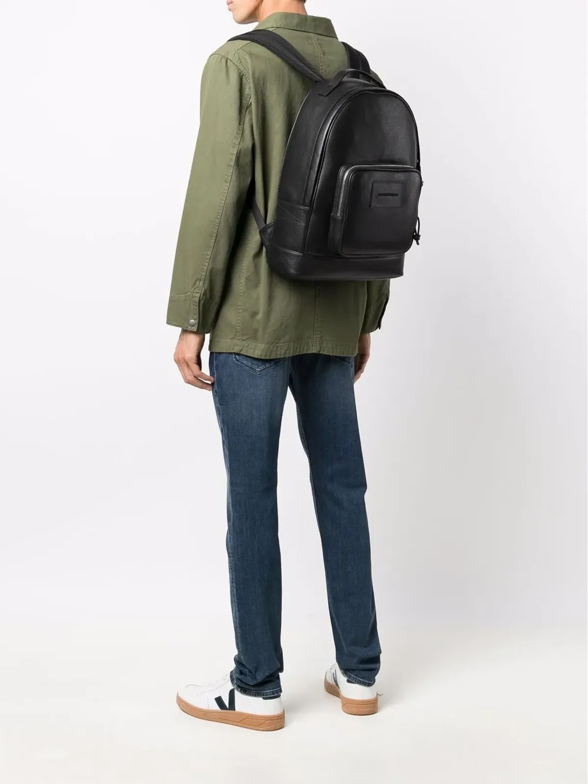 Emporio Armani ジップアップレザーバックパック - 画像2