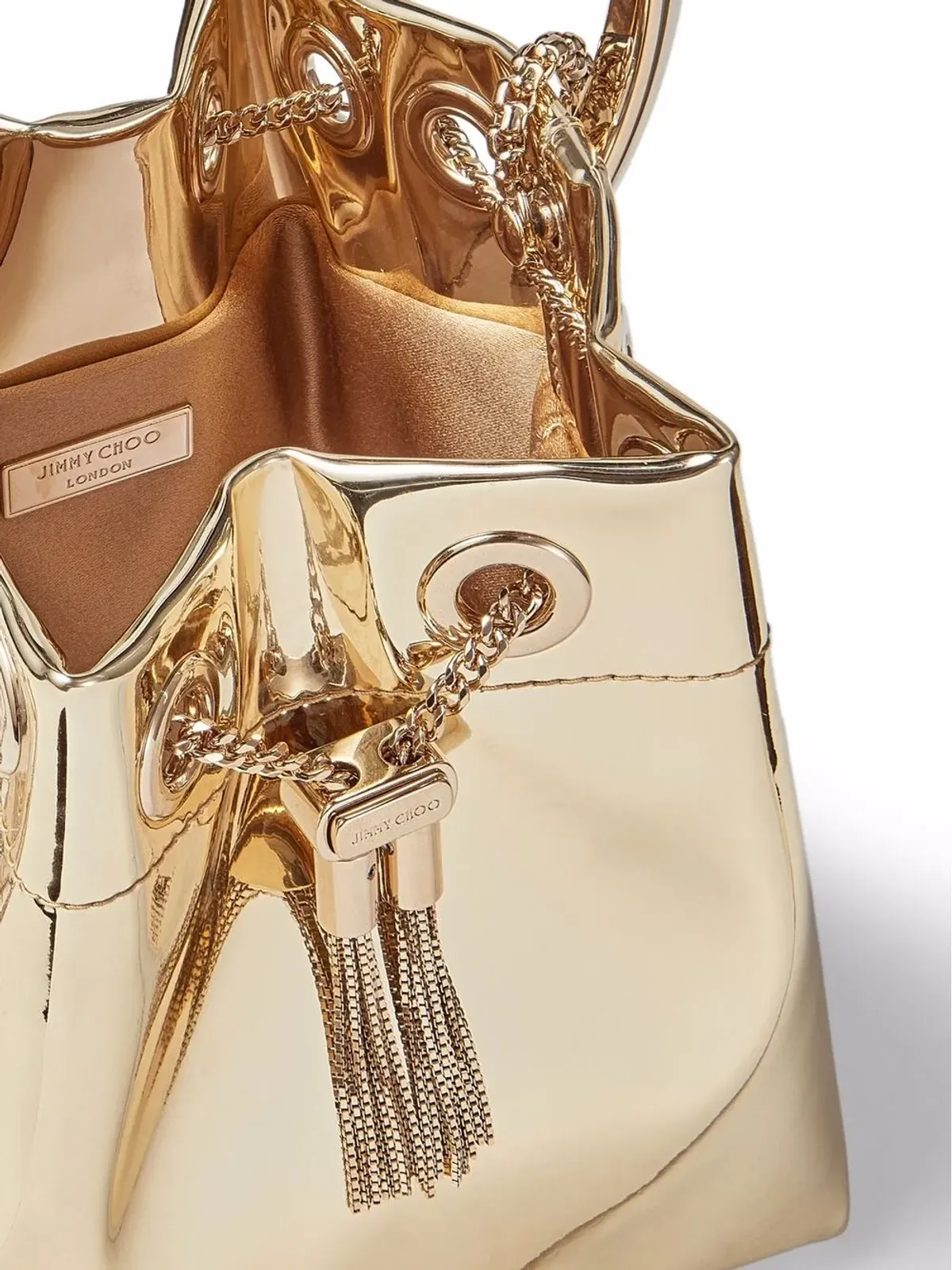 Jimmy Choo ボンボン メタリック バケットバッグ - 画像5