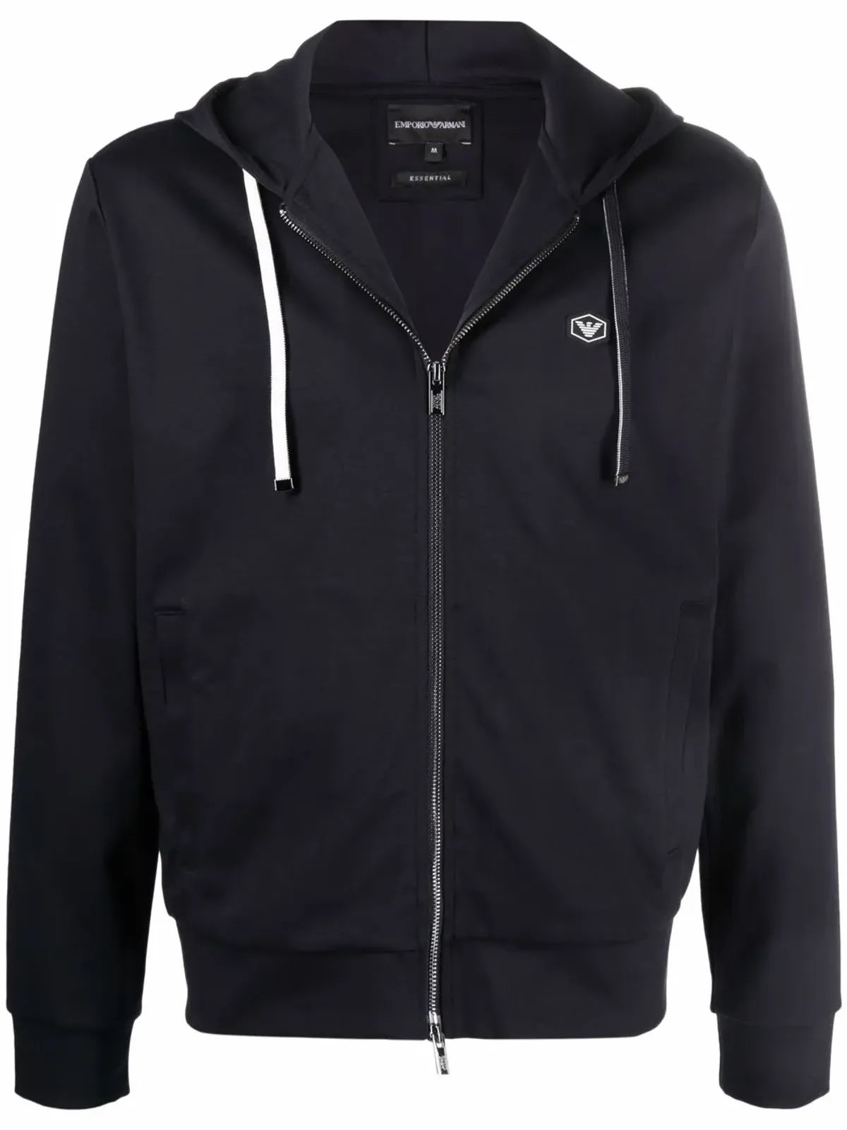 Emporio Armani ロゴパッチ ジップアップ パーカー ブルー - 画像1