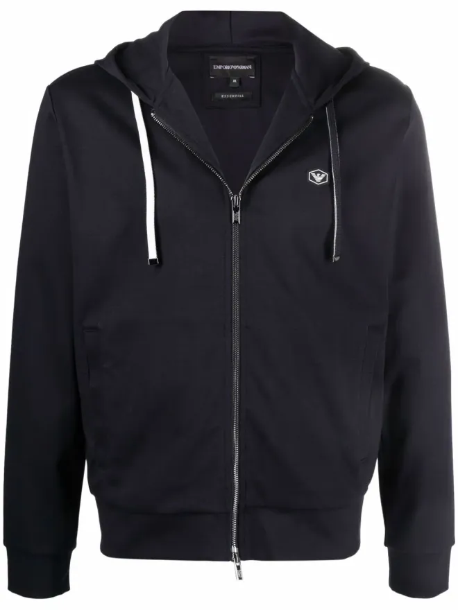 Emporio Armani Emporio Armani ロゴパッチ ジップアップ パーカー ブルーの商品画像