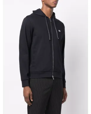 Emporio Armani ロゴパッチ ジップアップ パーカー ブルー - サムネイル3