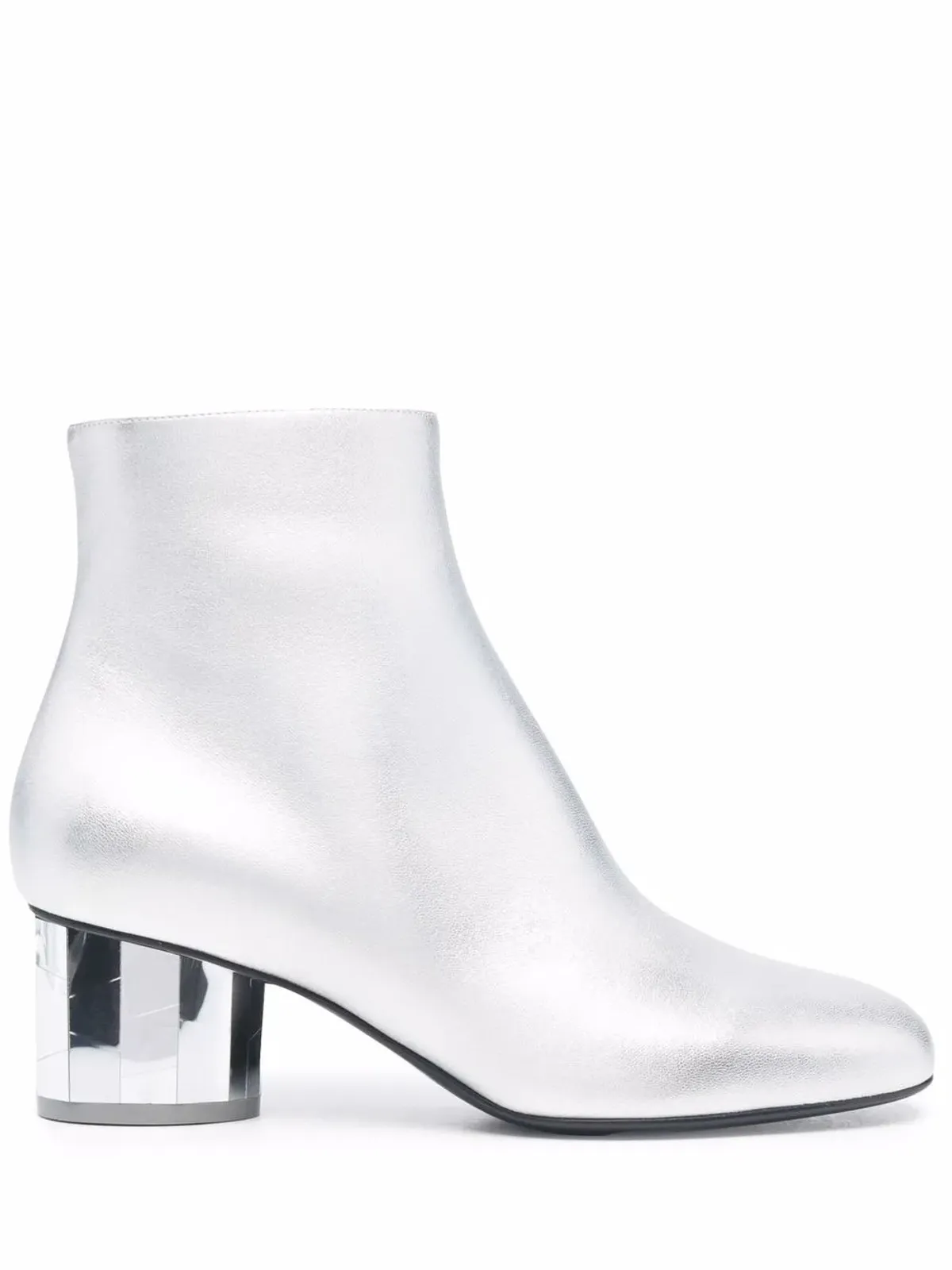 Ferragamo 鏡面ヒール レザー アンクルブーツ - シルバー - 画像1