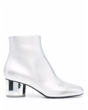 Ferragamo 鏡面ヒール レザー アンクルブーツ - シルバー - サムネイル1