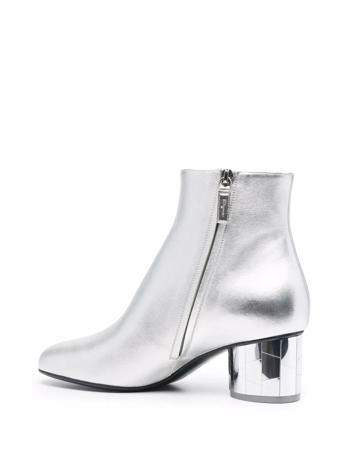 Ferragamo 鏡面ヒール レザー アンクルブーツ - シルバー - 画像3