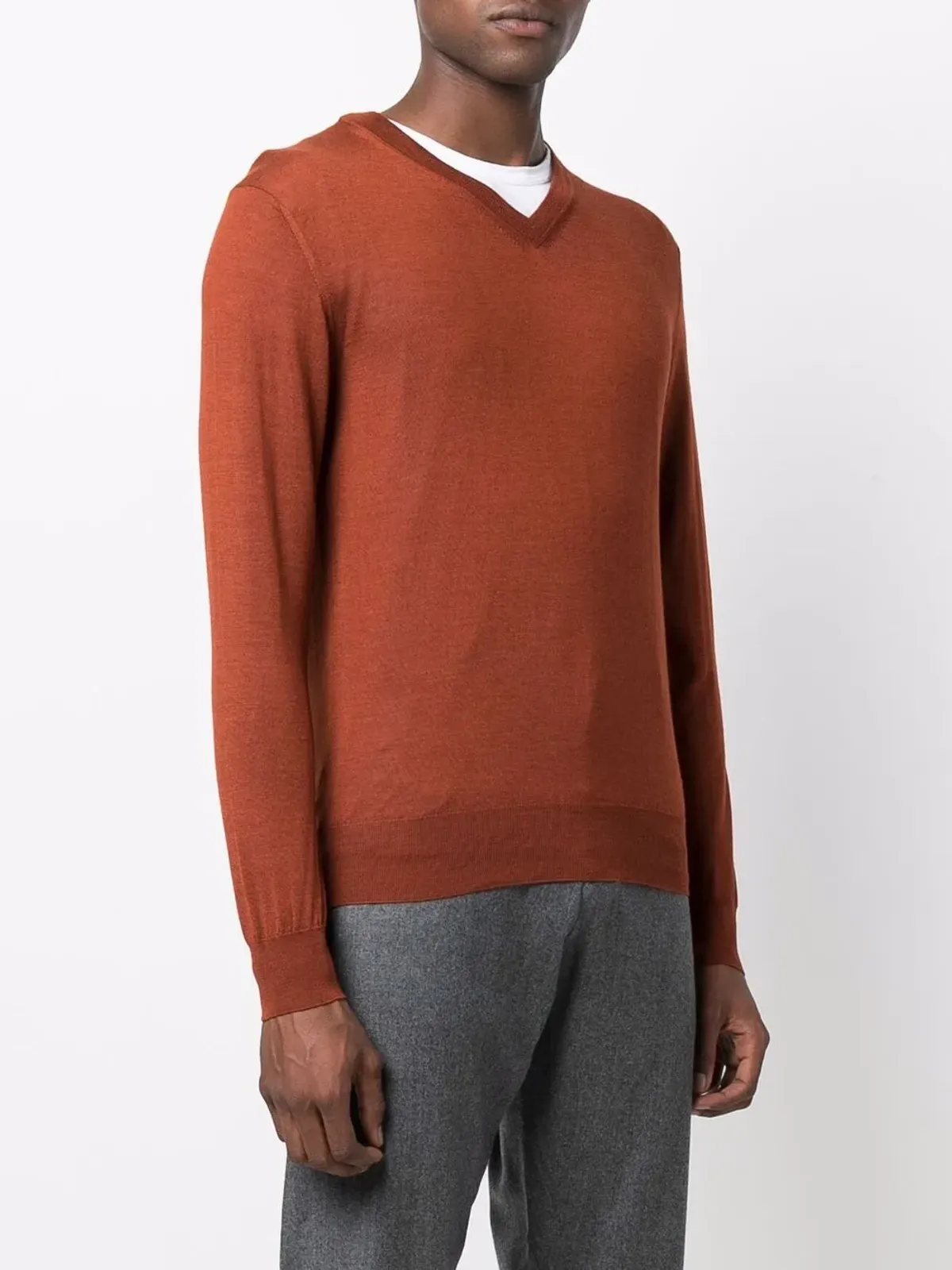 Cruciani V-neck カシミアシルク ジャンパー - オレンジ - 画像3