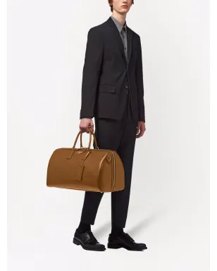 Prada ロゴプレート ダッフルバッグ - ブラウン - サムネイル2