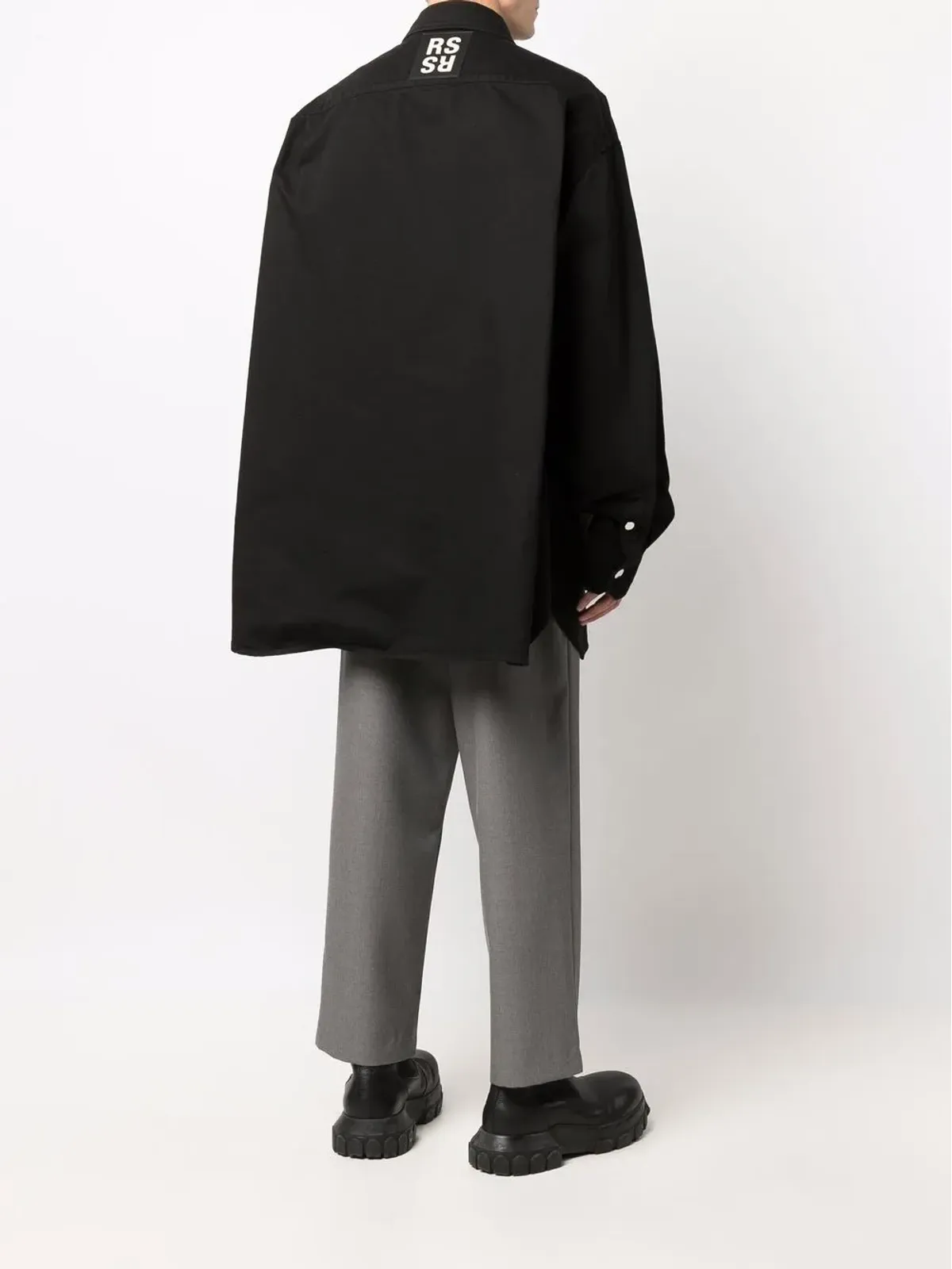 Raf Simons オーバーサイズ ロゴデニムシャツ ブラック - 画像4