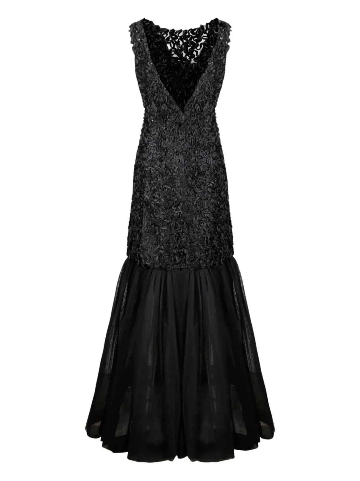 Alberta Ferretti イブニングドレス（フリル） - ブラック - 画像1