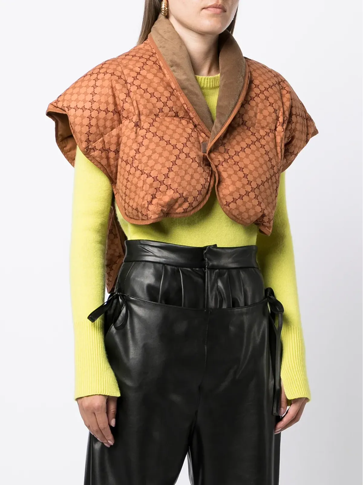 Celine ビンテージ パッド入りチェック柄ボレロ - 画像3
