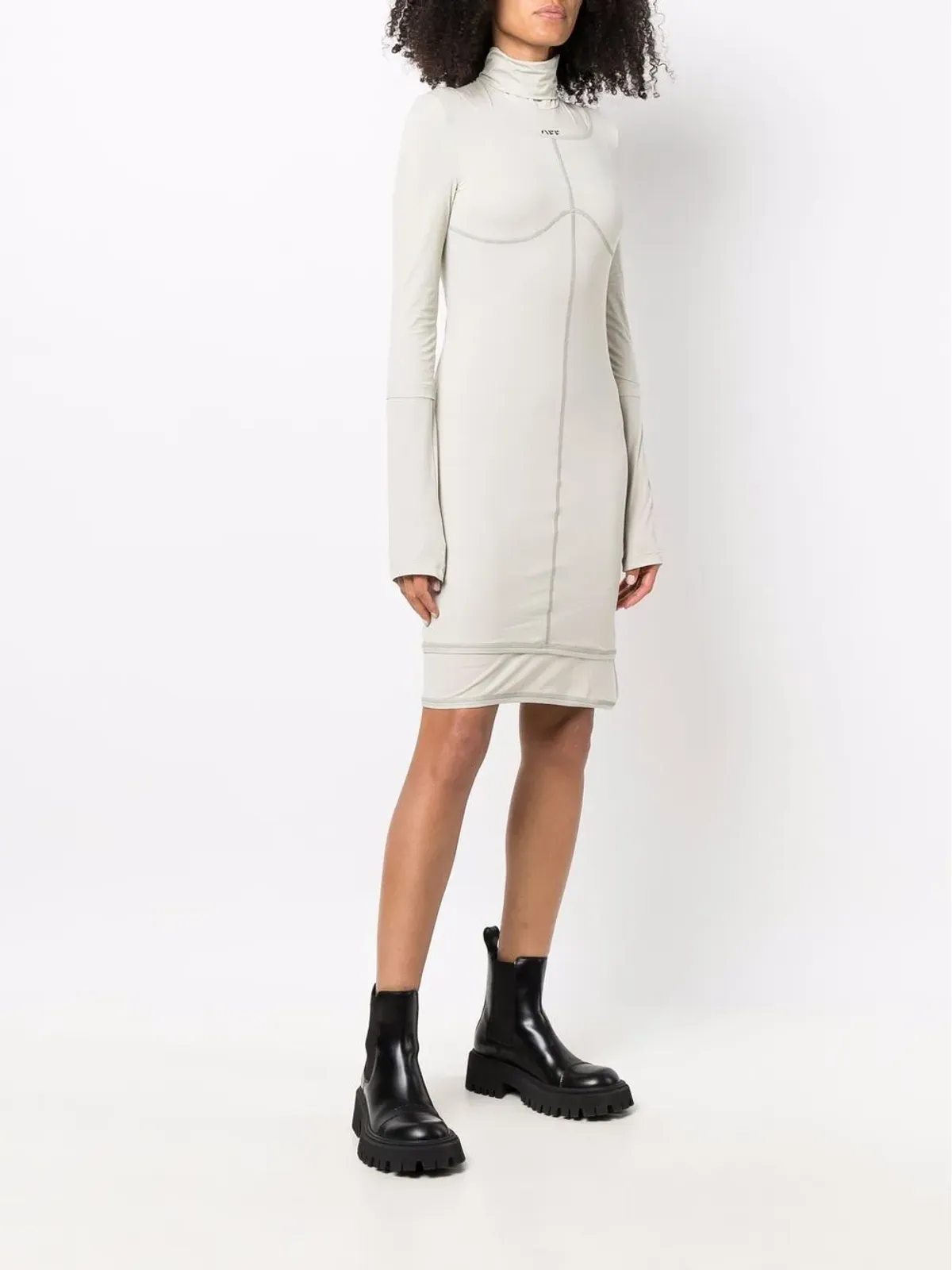 Off-White ロゴプリント ジャージードレス グレー - 画像3