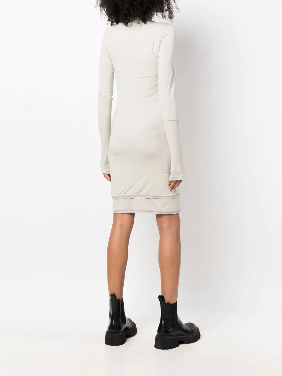 Off-White ロゴプリント ジャージードレス グレー - 画像4