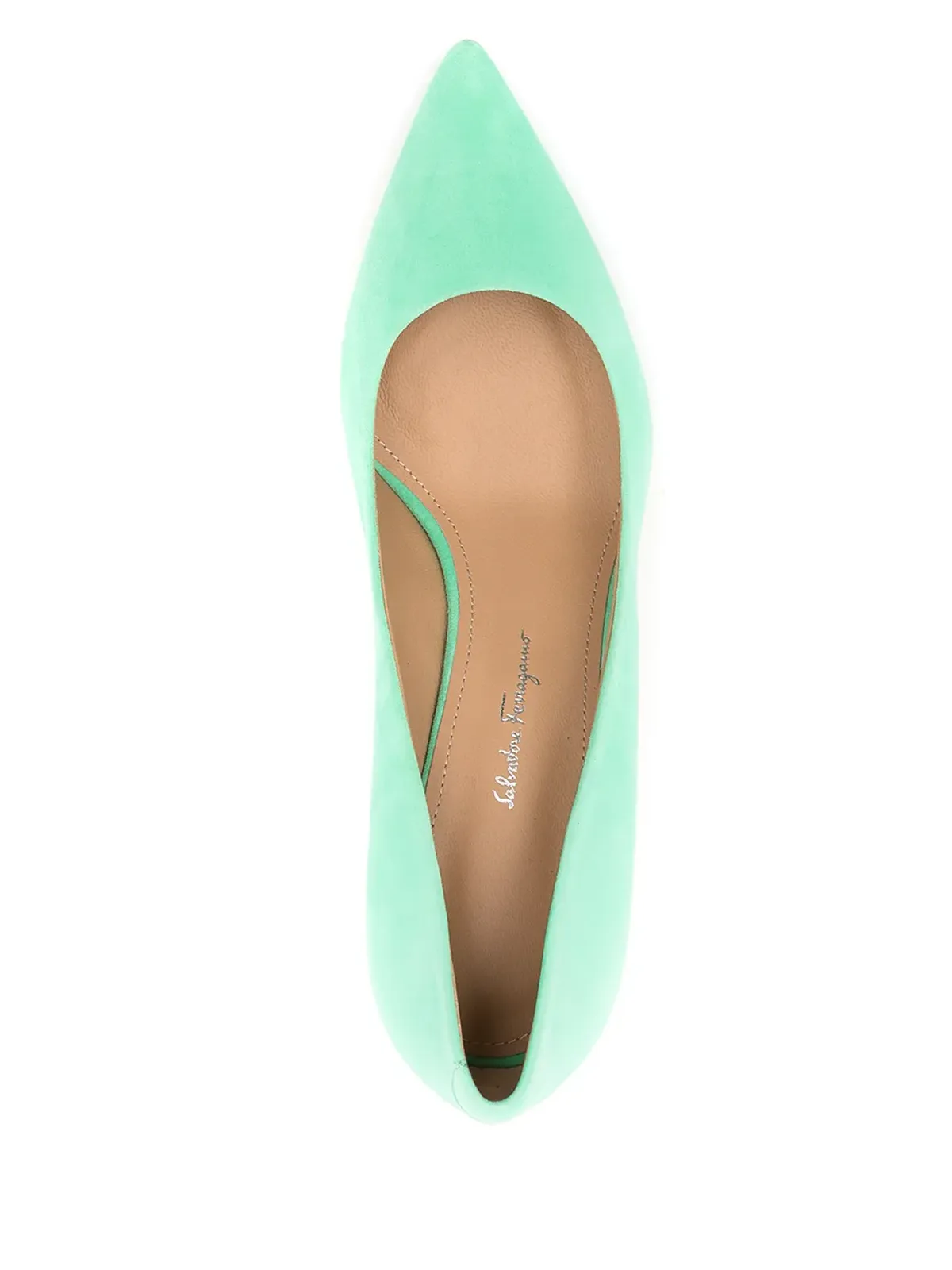 Ferragamo Ilary スエードパンプス（グリーン） - 画像4