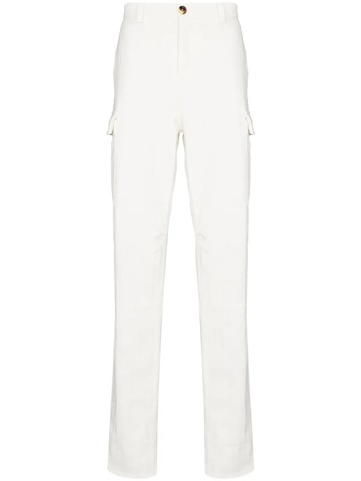 Brunello Cucinelli ブルネロ・クチネリ メンズ ホワイト さりげないストライプディテールのカーゴパンツ - 画像1