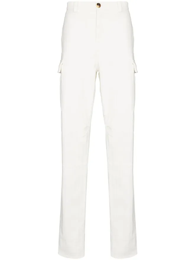 Brunello Cucinelli Brunello Cucinelli ブルネロ・クチネリ メンズ ホワイト さりげないストライプディテールのカーゴパンツの商品画像