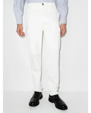 Brunello Cucinelli ブルネロ・クチネリ メンズ ホワイト さりげないストライプディテールのカーゴパンツ - サムネイル2