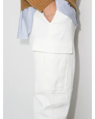 Brunello Cucinelli ブルネロ・クチネリ メンズ ホワイト さりげないストライプディテールのカーゴパンツ - サムネイル4