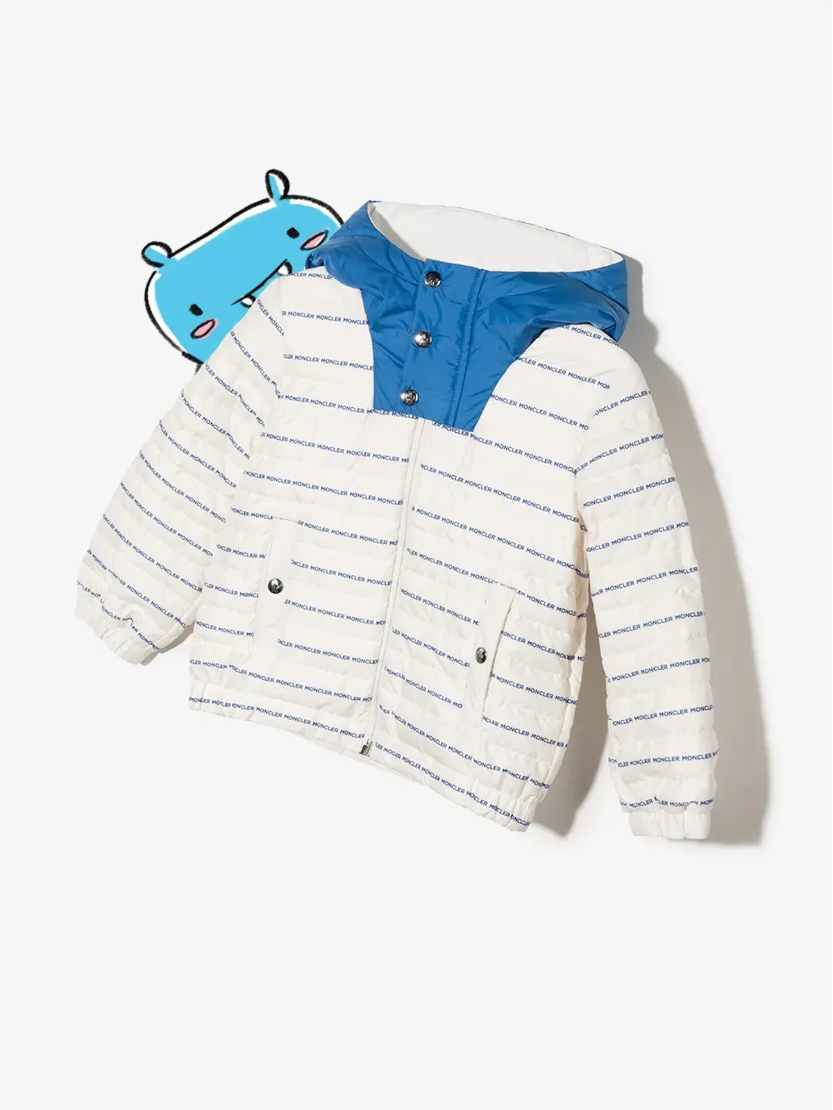 Moncler Enfant オールオーバーロゴ入りパデッドジャケット - 画像2