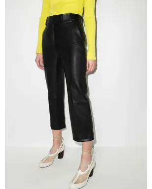 KHAITE メリエ クロップド レザーパンツ - サムネイル2