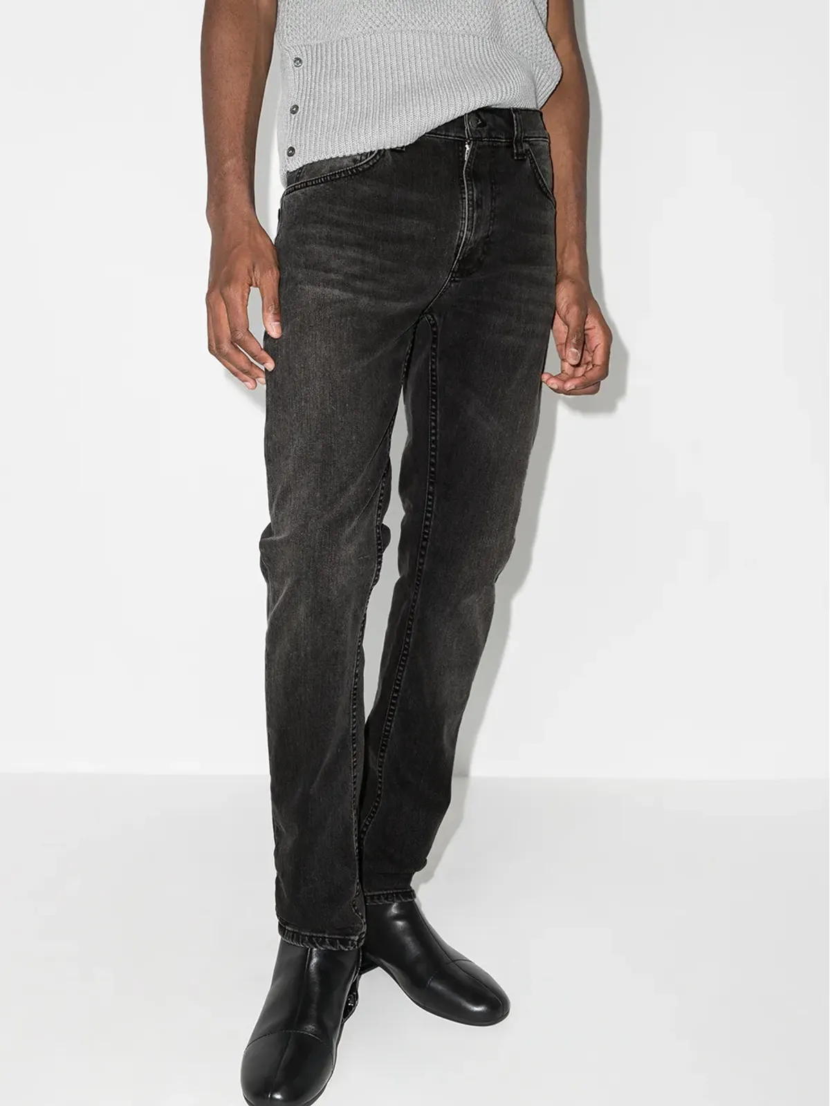 Nudie Jeans Lean Dean スリムフィットジーンズ ブラック - 画像2