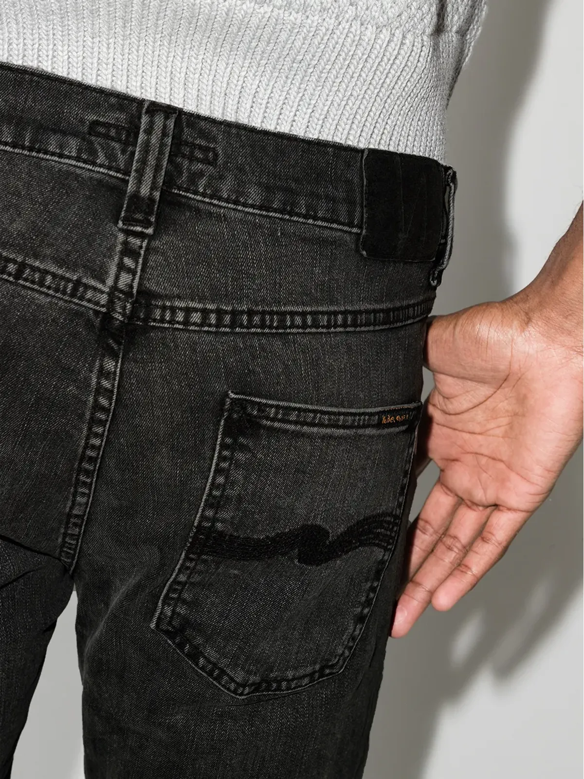 Nudie Jeans Lean Dean スリムフィットジーンズ ブラック - 画像4