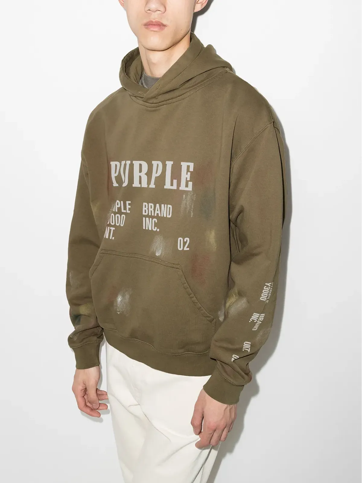 Purple Brand ロゴプリント長袖フーディ - 画像2