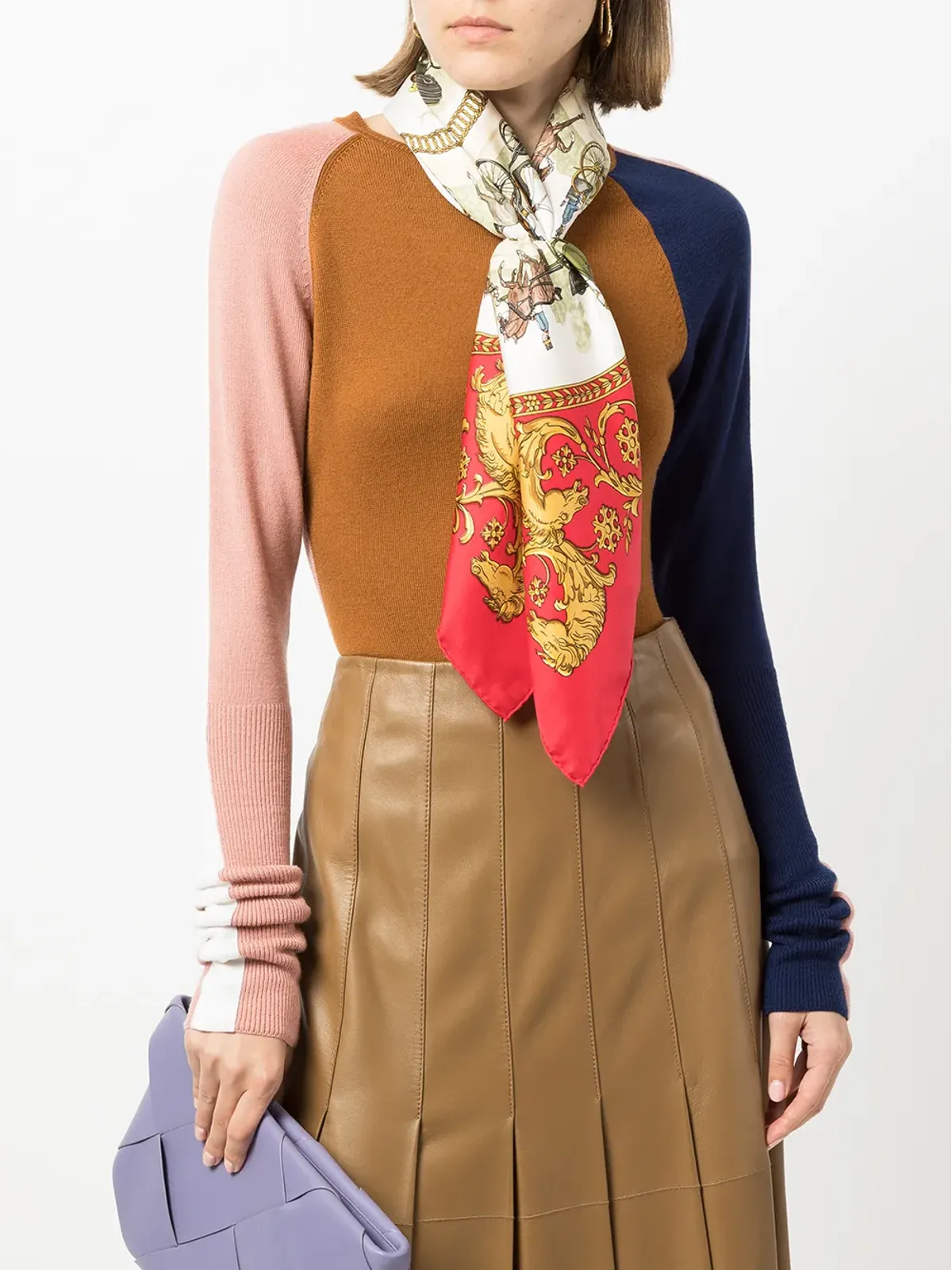 Hermès ビンテージ La Promenade de Longchamps シルクスカーフ - 赤 - 画像2