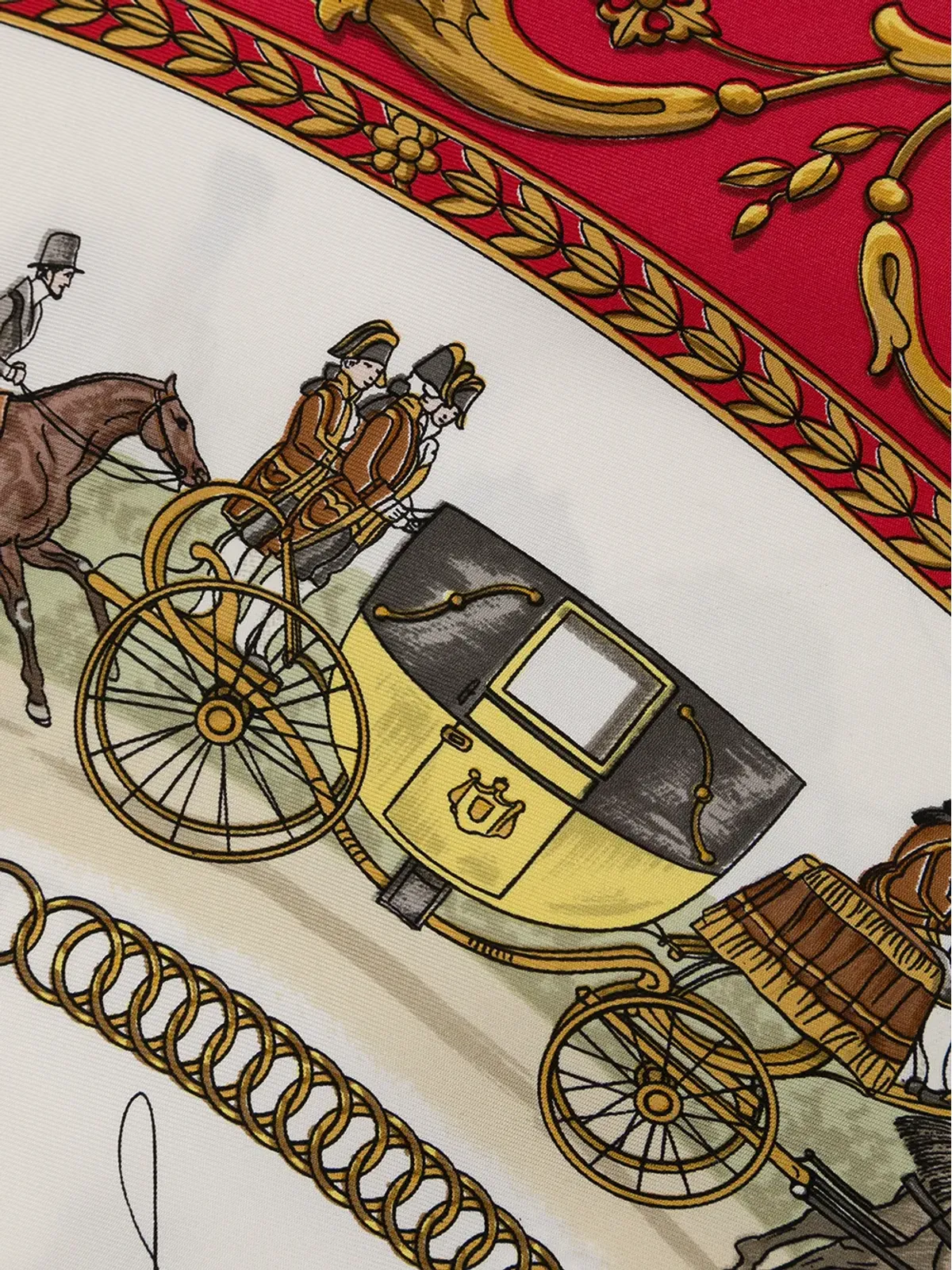 Hermès ビンテージ La Promenade de Longchamps シルクスカーフ - 赤 - 画像3