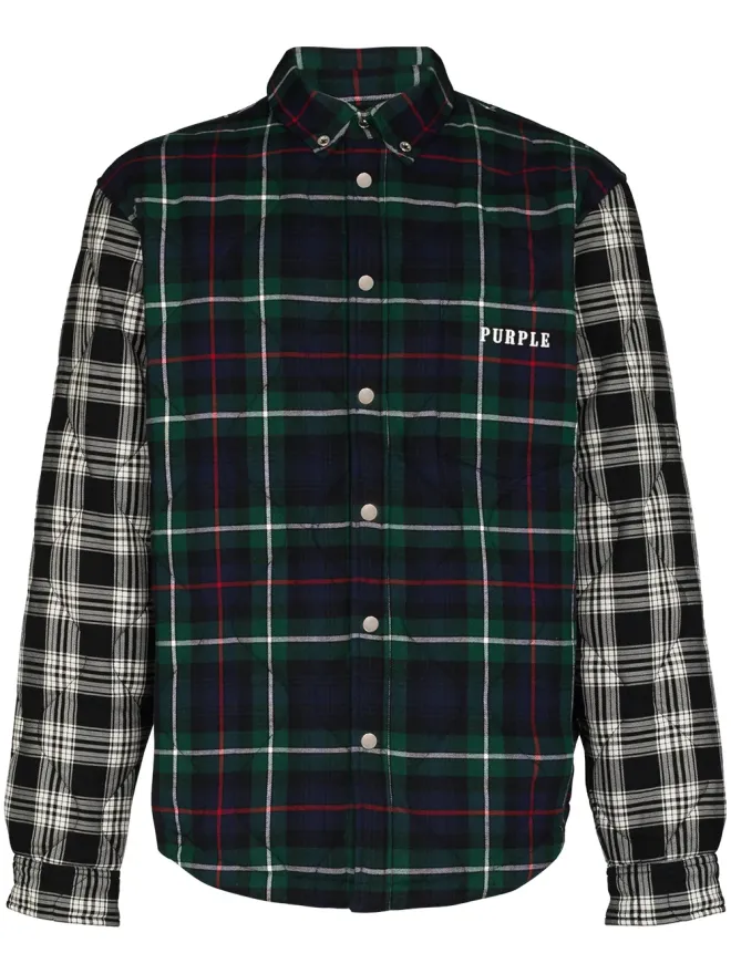 Purple Brand Purple Brand チェック柄ロゴ入りキルティングシャツの商品画像