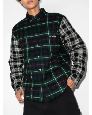 Purple Brand チェック柄ロゴ入りキルティングシャツ - サムネイル2