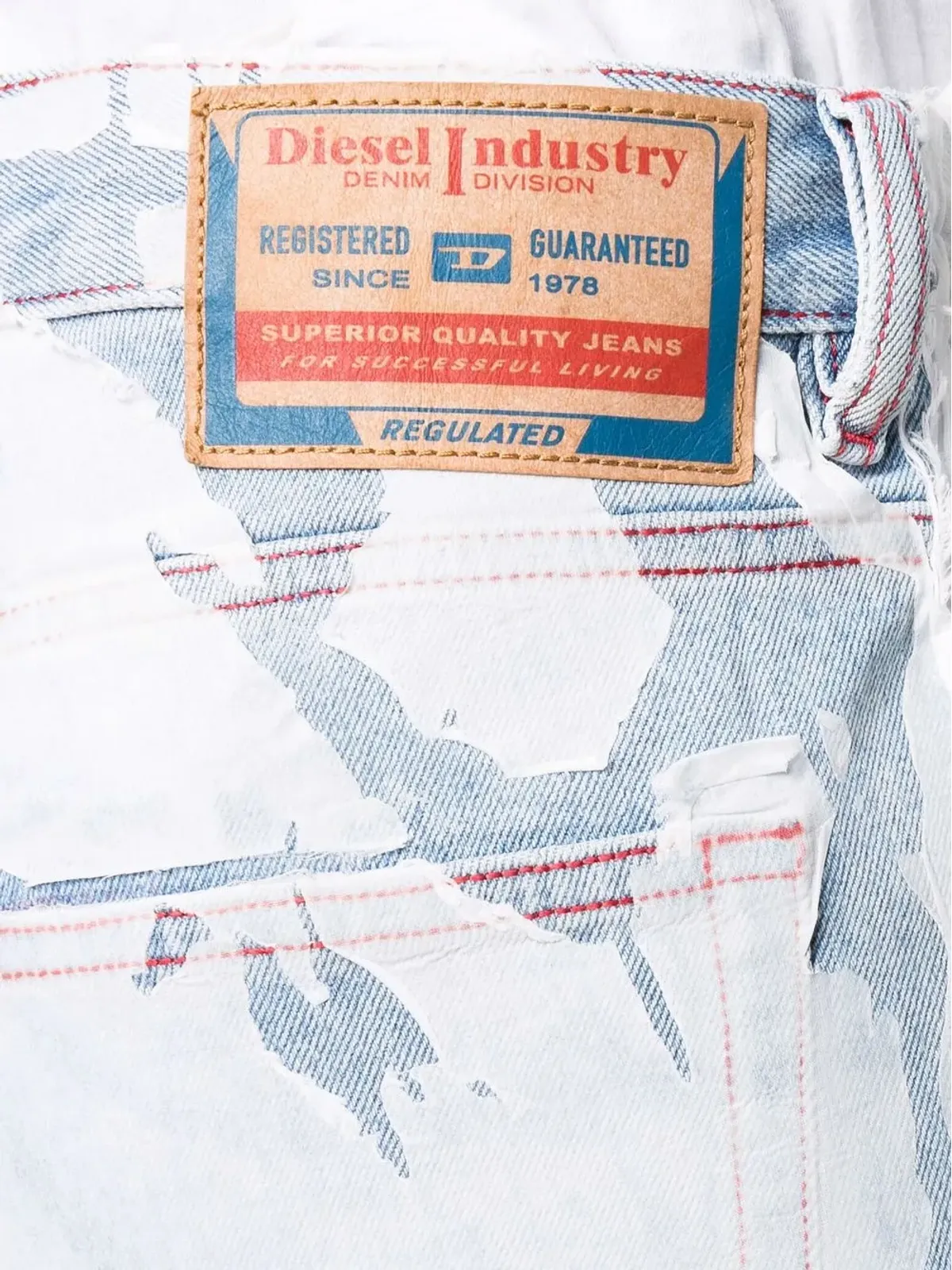 Diesel ピールオフエフェクト ストレートジーンズ ブルー - 画像5