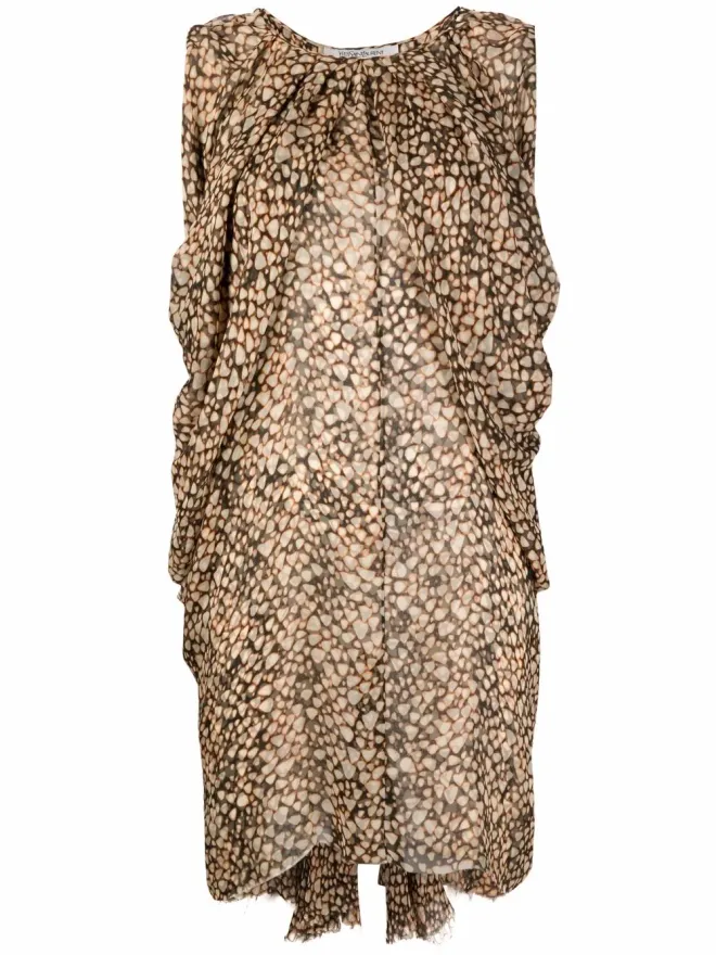 Saint Laurent Pre-Owned Saint Laurent Pre-Owned 2000s アニマルプリント ノースリーブ シルクドレスの商品画像