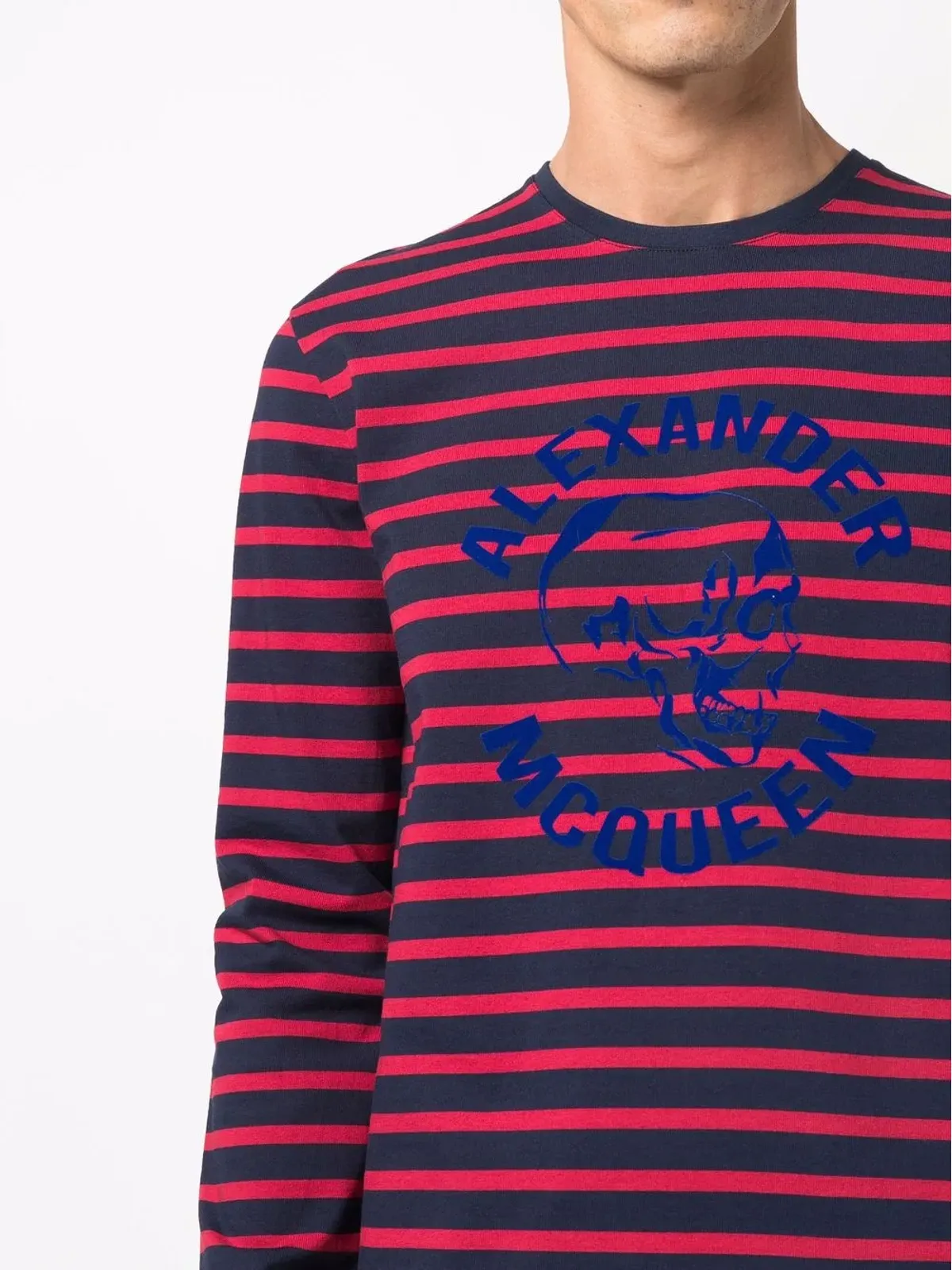 Alexander McQueen ストライプ長袖Tシャツ - ブルー - 画像5
