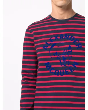 Alexander McQueen ストライプ長袖Tシャツ - ブルー - サムネイル5