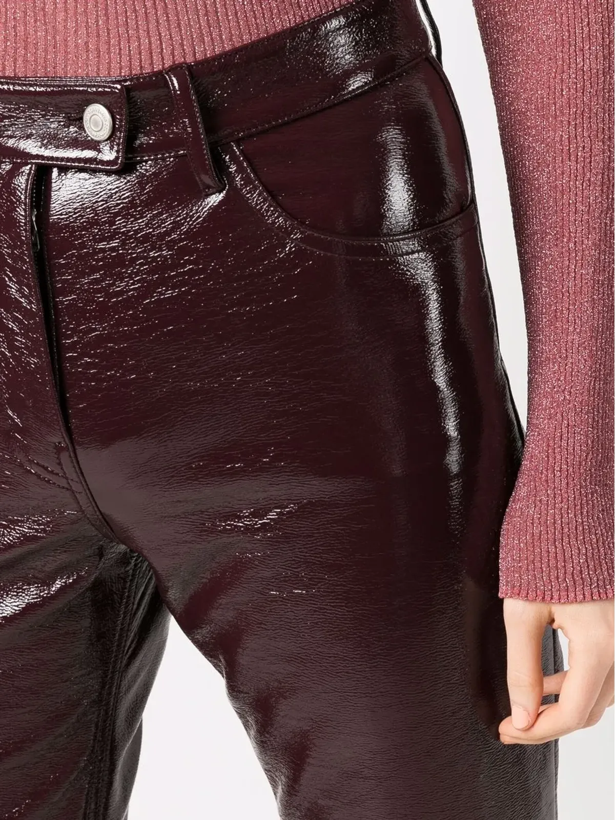 Courrèges ファイブポケット・ビニール・ストレートパンツ - レッド - 画像5