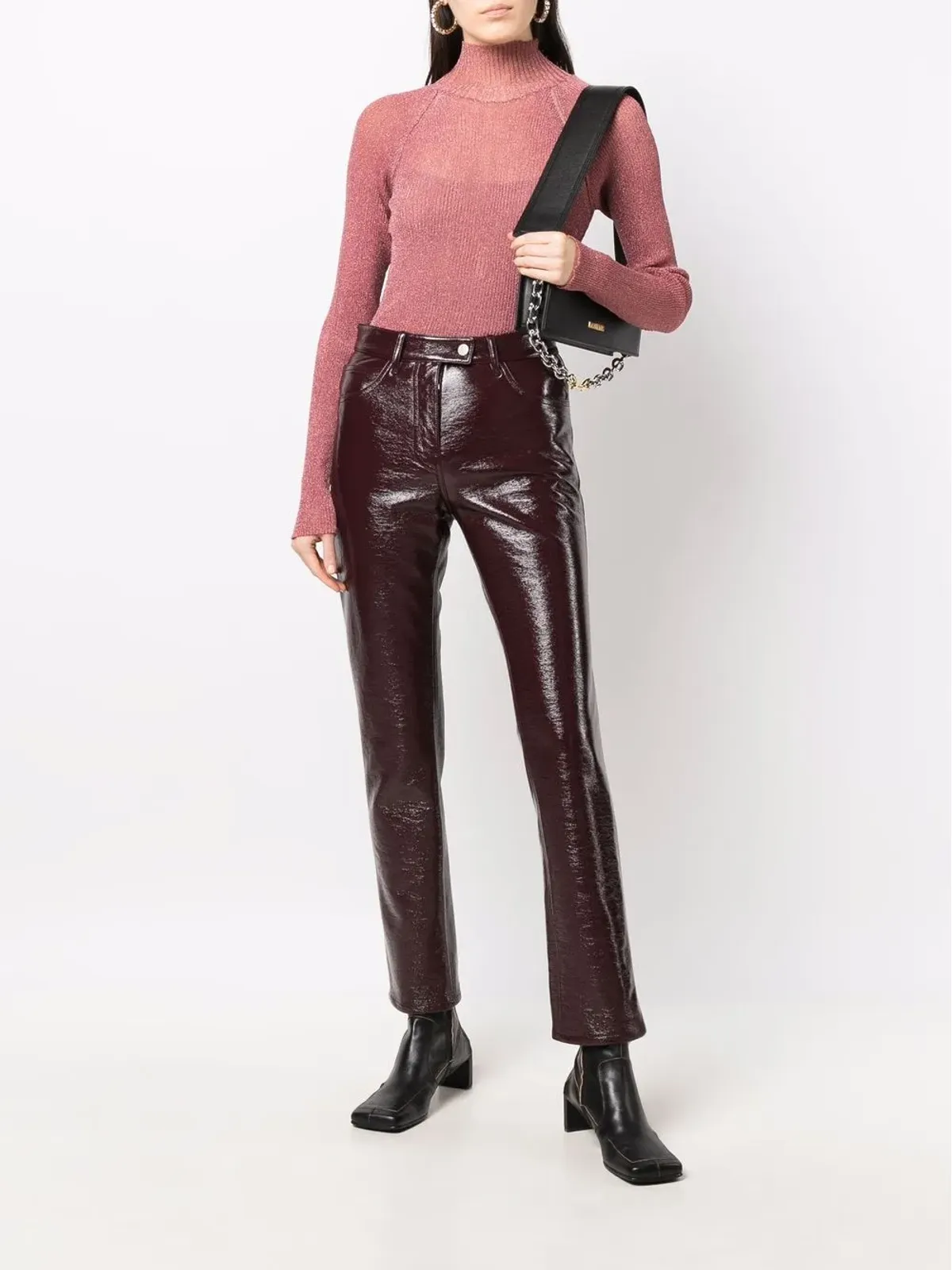 Courrèges ファイブポケット・ビニール・ストレートパンツ - レッド - 画像2