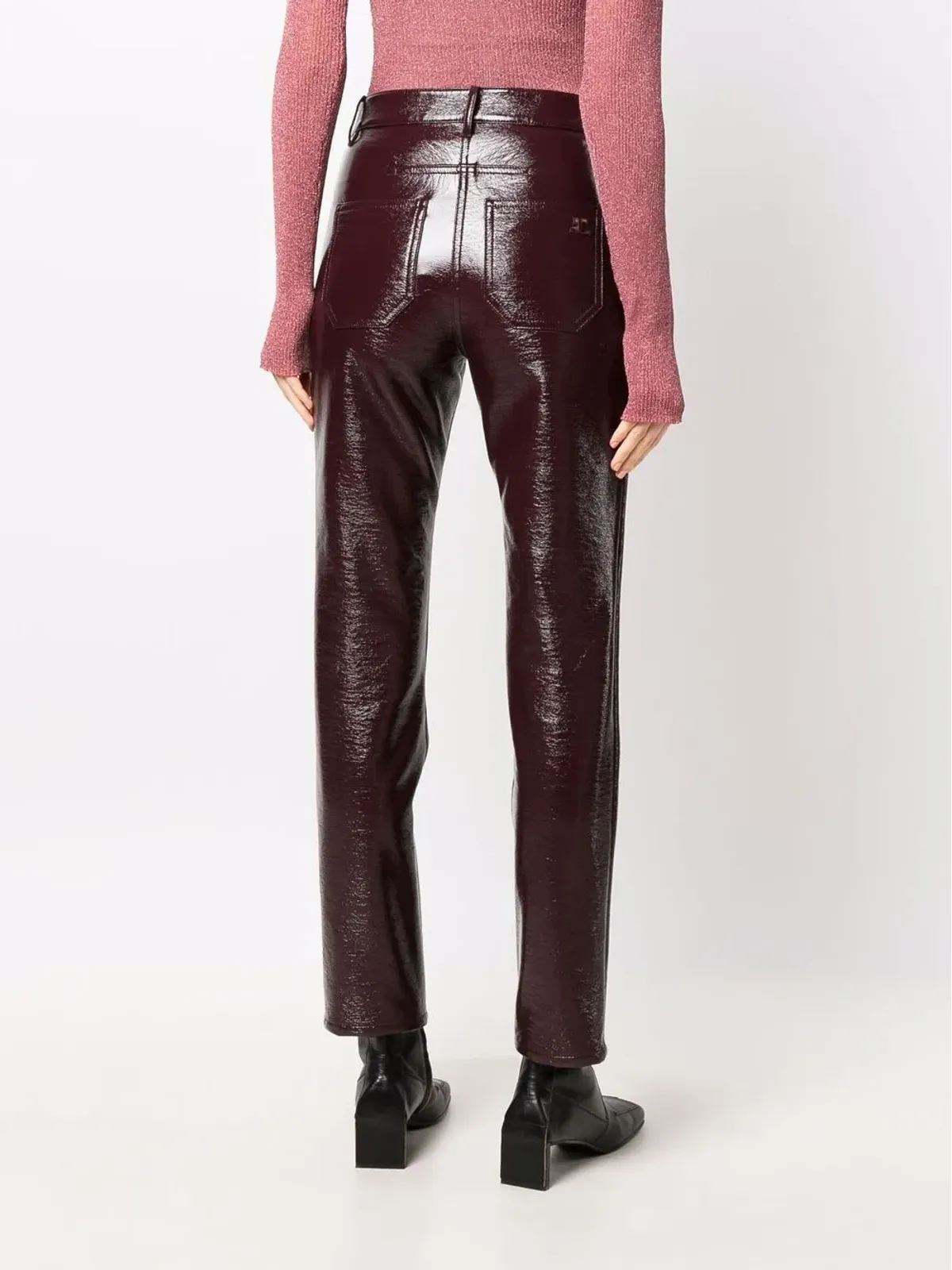 Courrèges ファイブポケット・ビニール・ストレートパンツ - レッド - 画像4