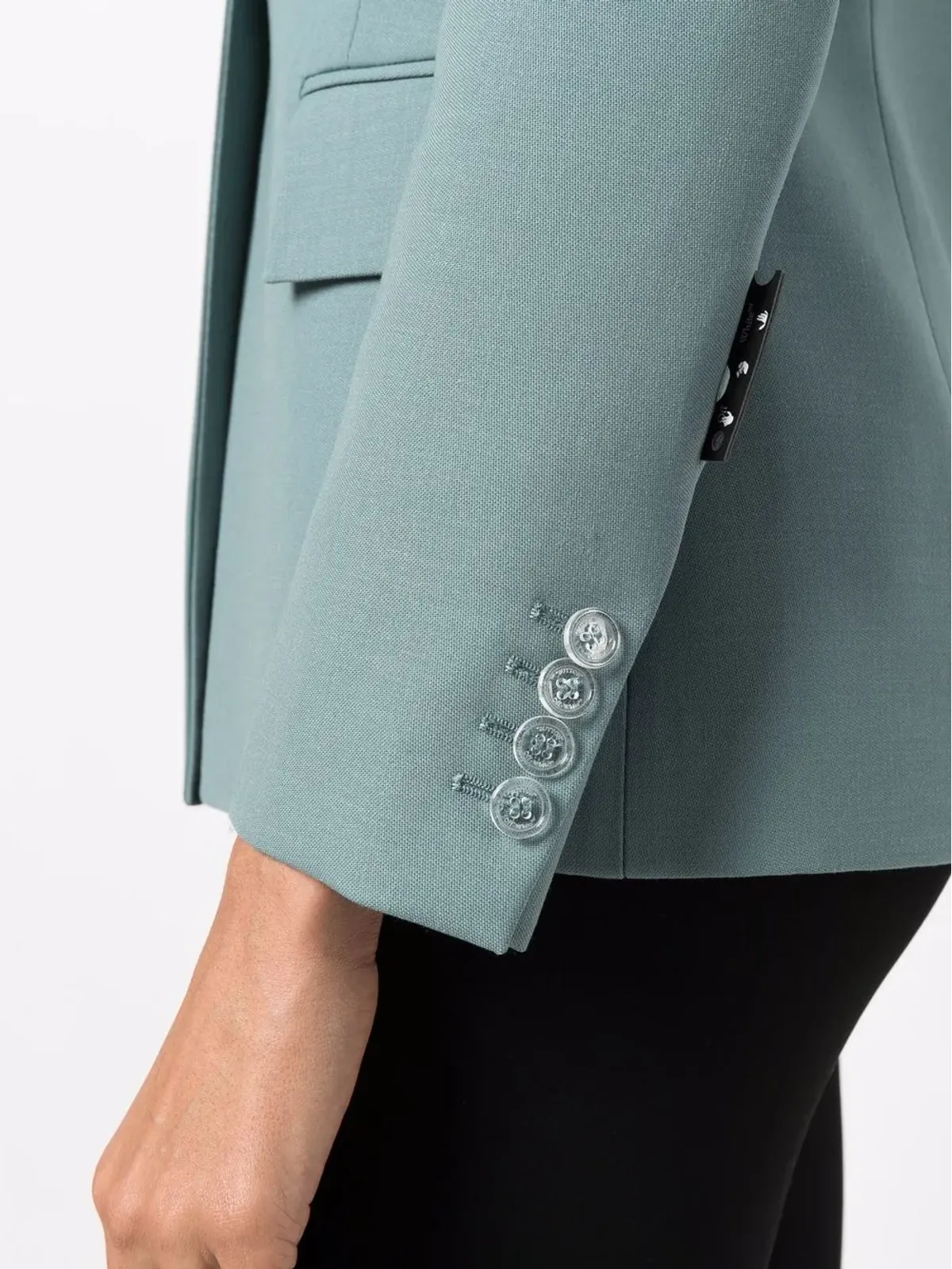 Off-White logo-patch single-breasted blazer - Green - 画像5