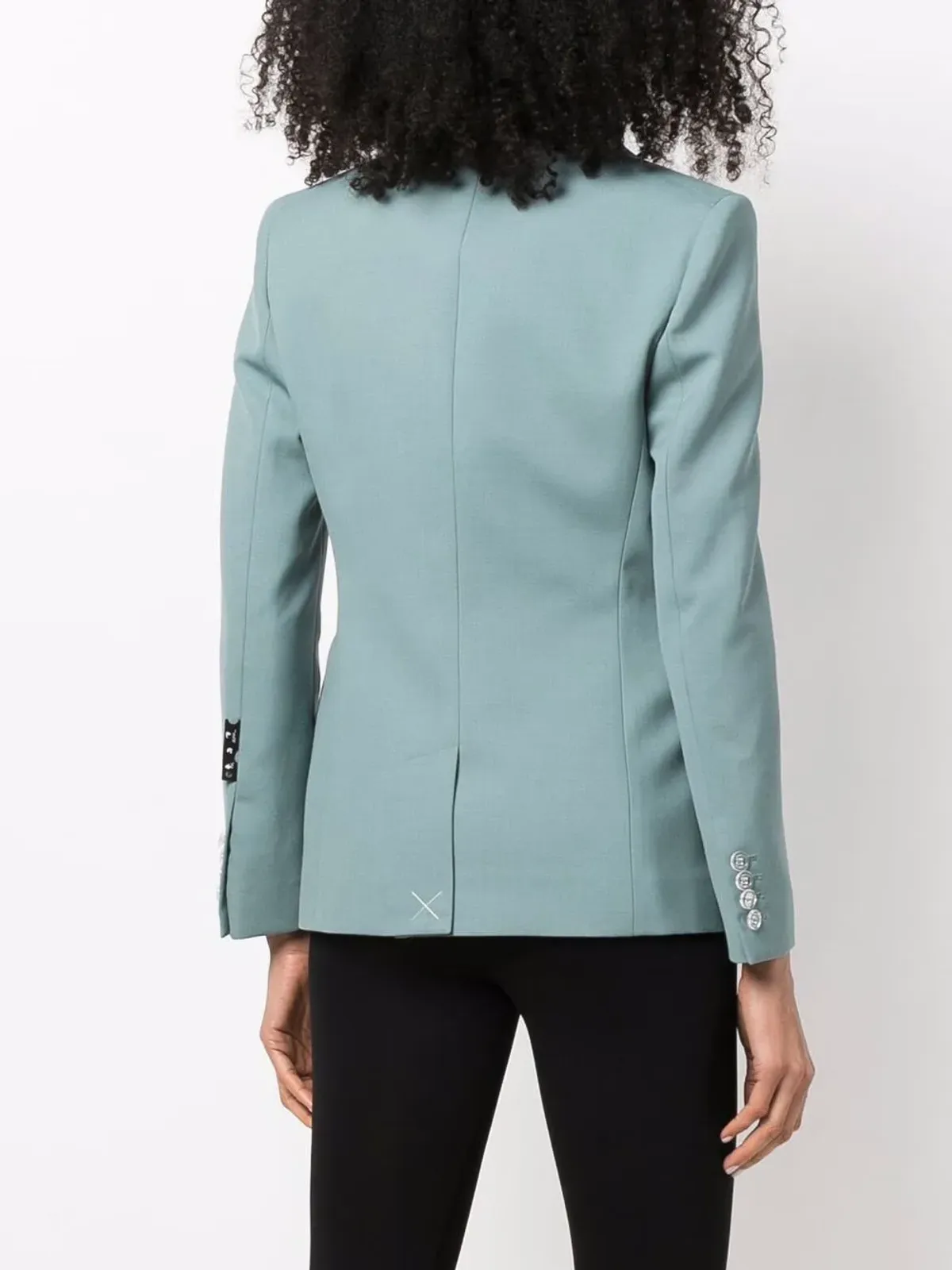Off-White logo-patch single-breasted blazer - Green - 画像4