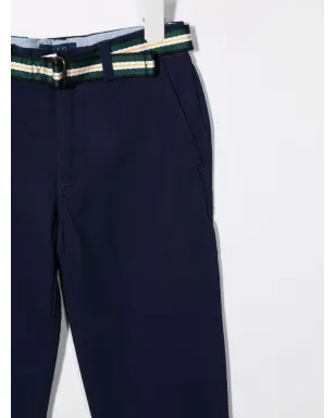 POLO RALPH LAUREN KIDS ベルト付きストレートレッグ チノパンツ - ブルー - サムネイル3