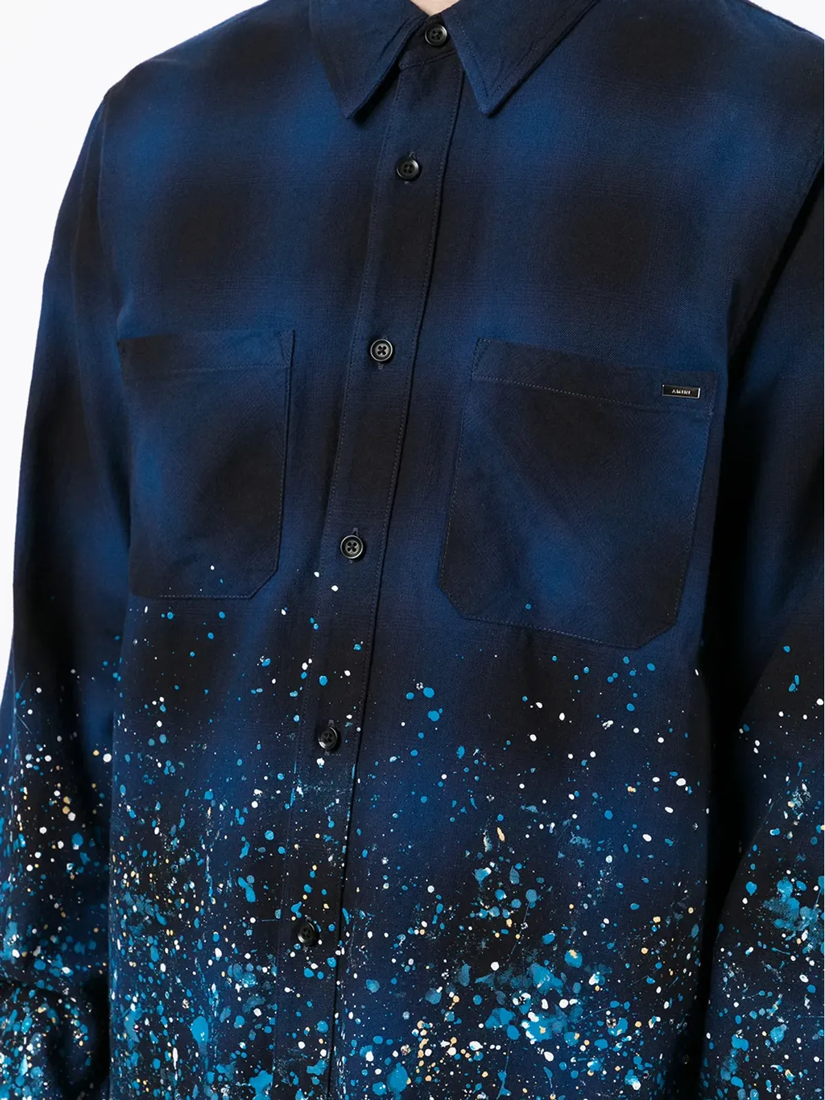 AMIRI クリスタルペインター フランネル ボタンダウンシャツ ブルー - 画像5